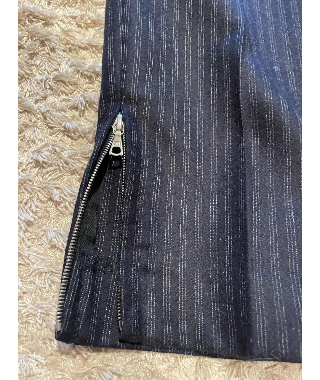 DRIES VAN NOTEN Темно-синие шерстяные брюки узкие, фото 4