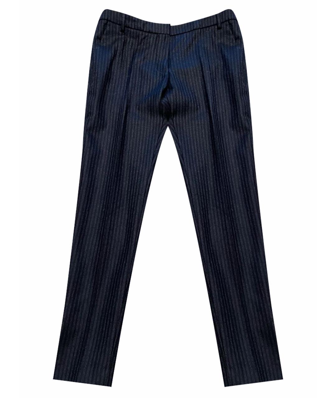 DRIES VAN NOTEN Темно-синие шерстяные брюки узкие, фото 1