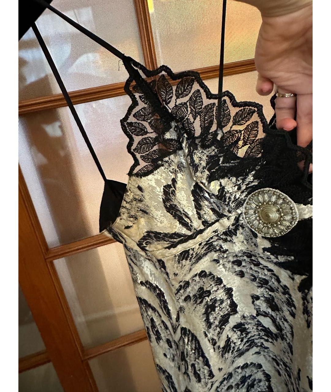 ROBERTO CAVALLI Серебряное шелковое вечернее платье, фото 6