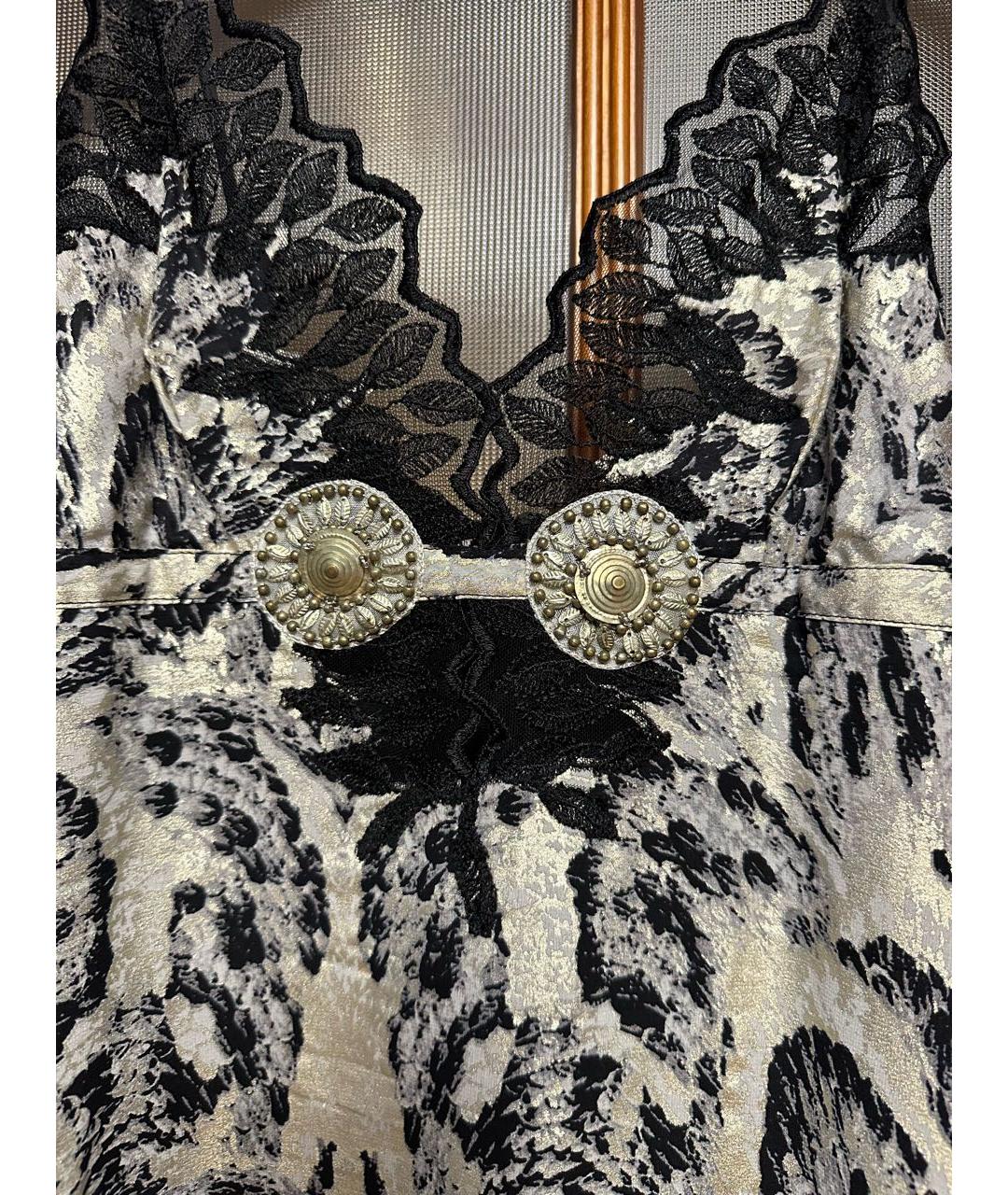 ROBERTO CAVALLI Серебряное шелковое вечернее платье, фото 4
