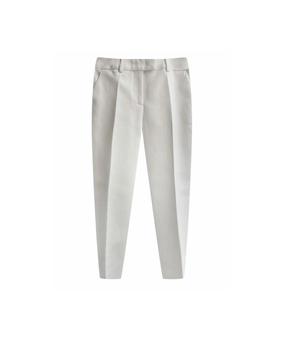 FENDI Белые хлопковые прямые брюки, фото 1