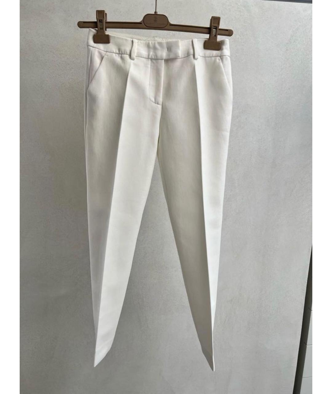 FENDI Белые хлопковые прямые брюки, фото 6