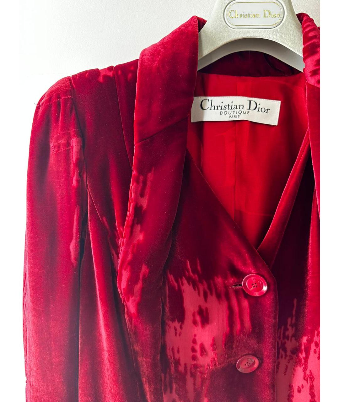 CHRISTIAN DIOR PRE-OWNED Бордовый бархатный жакет/пиджак, фото 3