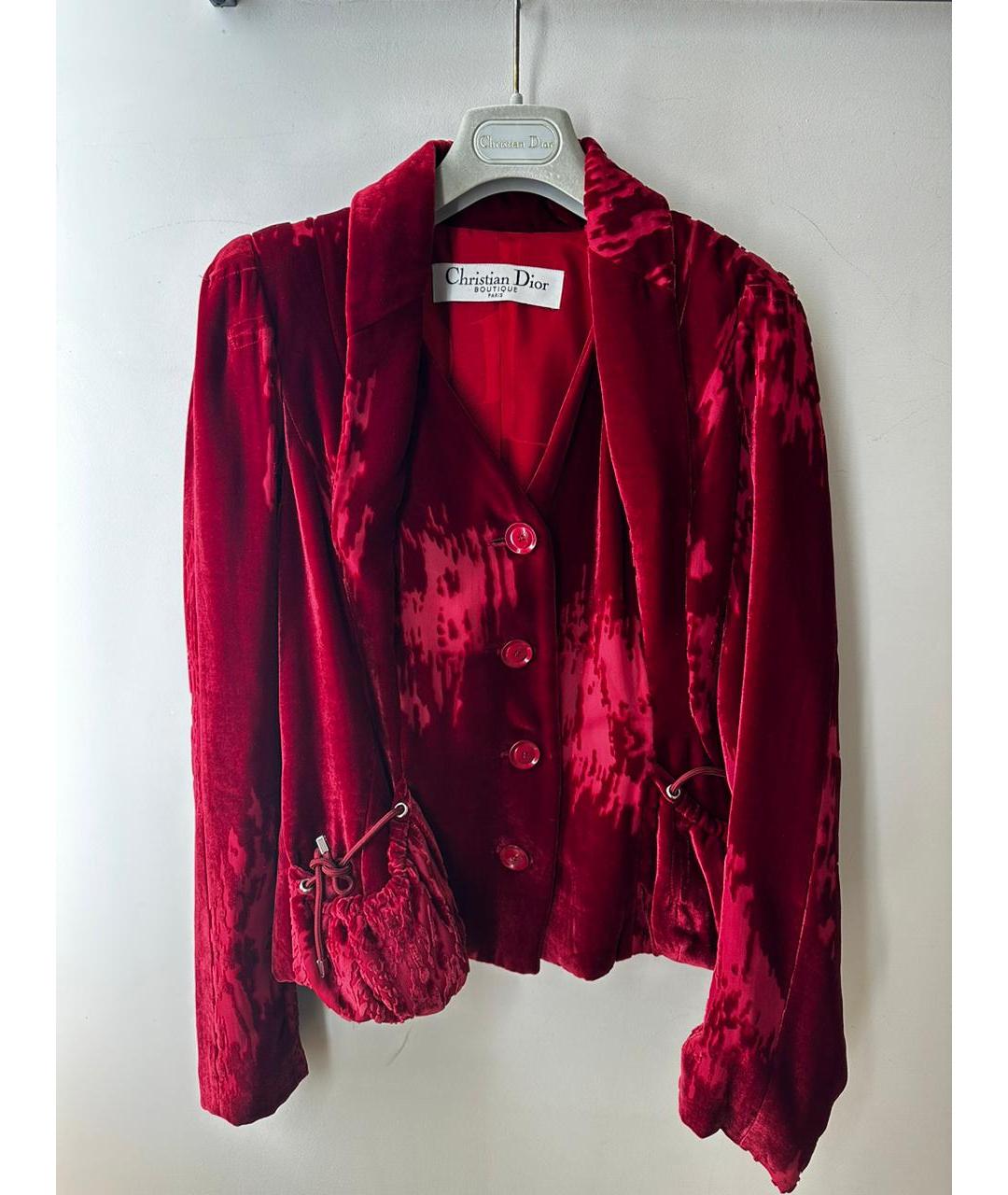 CHRISTIAN DIOR PRE-OWNED Бордовый бархатный жакет/пиджак, фото 6