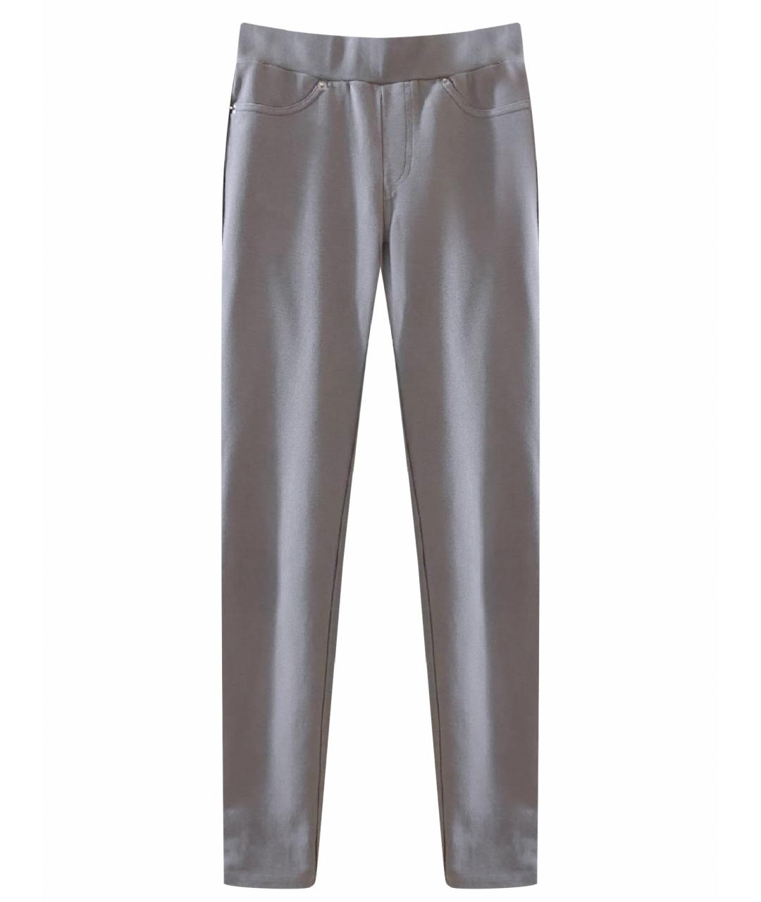 MICHAEL KORS Серые хлопко-эластановые прямые брюки, фото 1