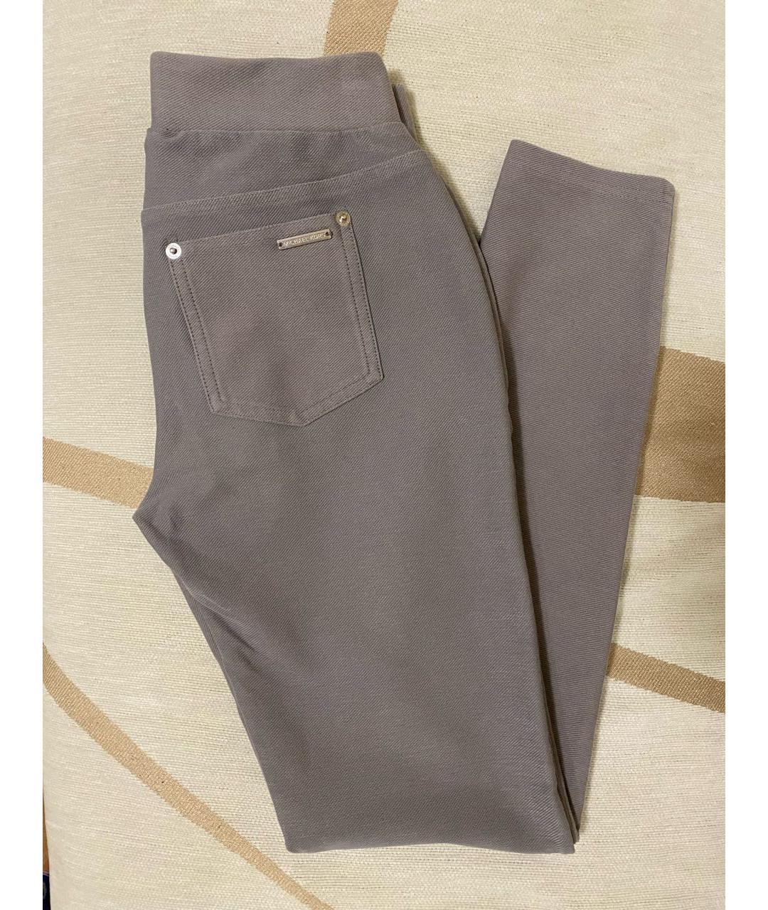 MICHAEL KORS Серые хлопко-эластановые прямые брюки, фото 5