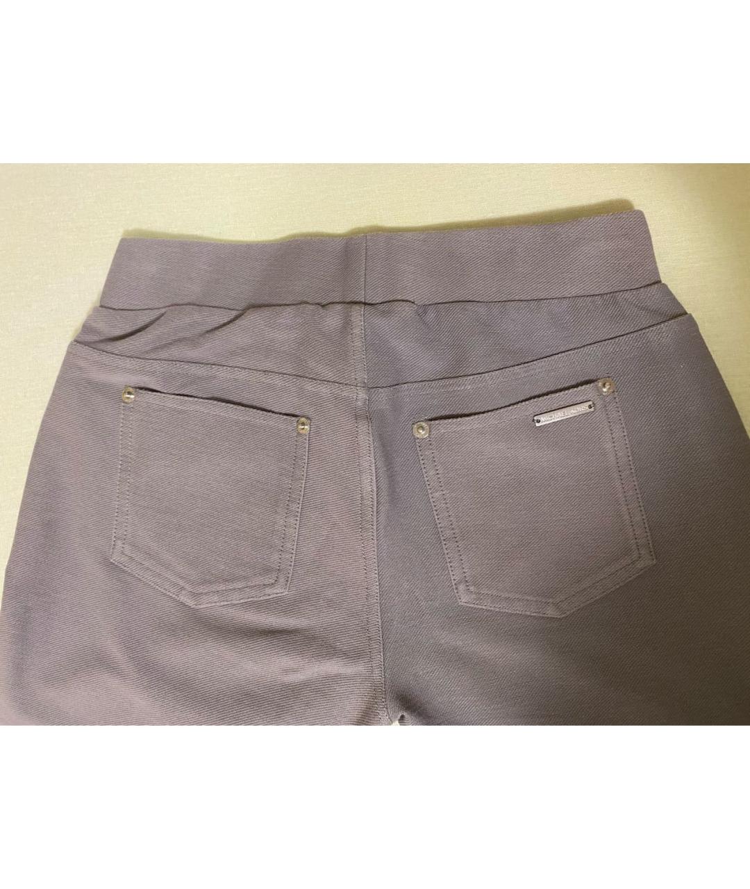 MICHAEL KORS Серые хлопко-эластановые прямые брюки, фото 4
