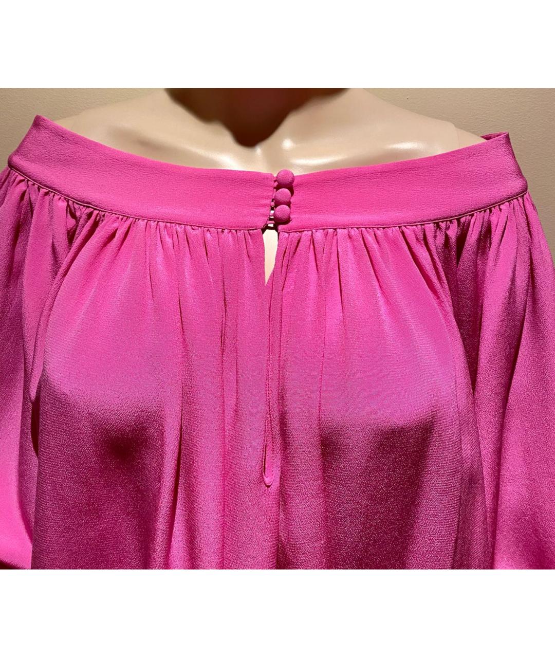 CHRISTIAN DIOR Фуксия шелковая блузы, фото 8