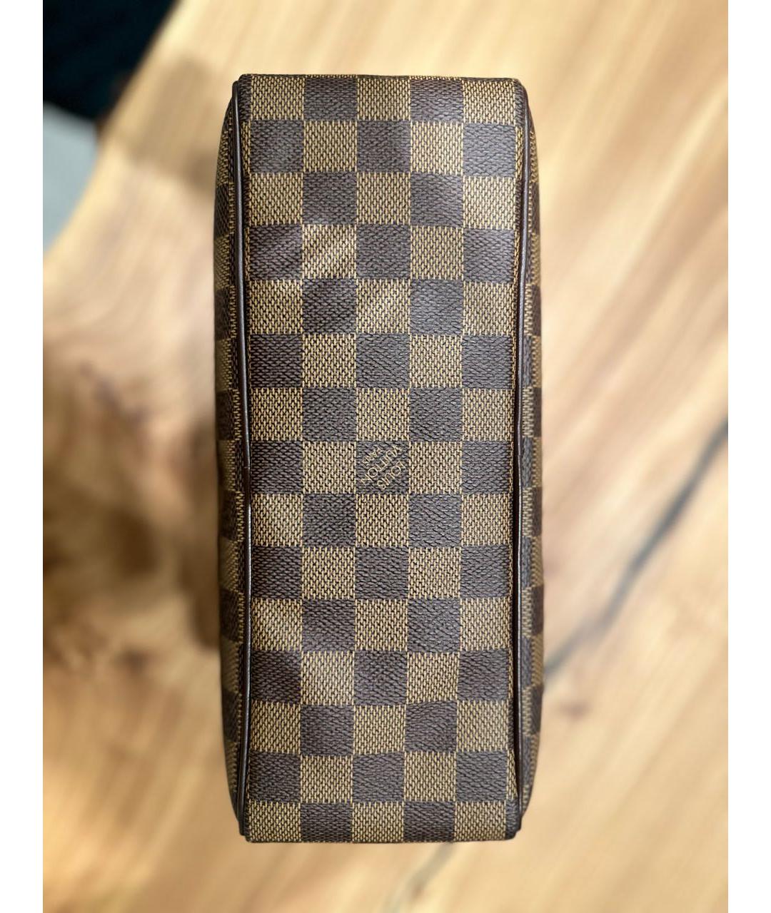 LOUIS VUITTON Коричневая кожаная косметичка, фото 5