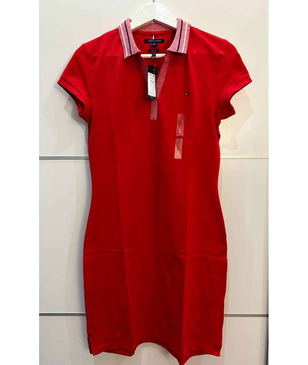 TOMMY HILFIGER Красное хлопковое повседневное платье, фото 6