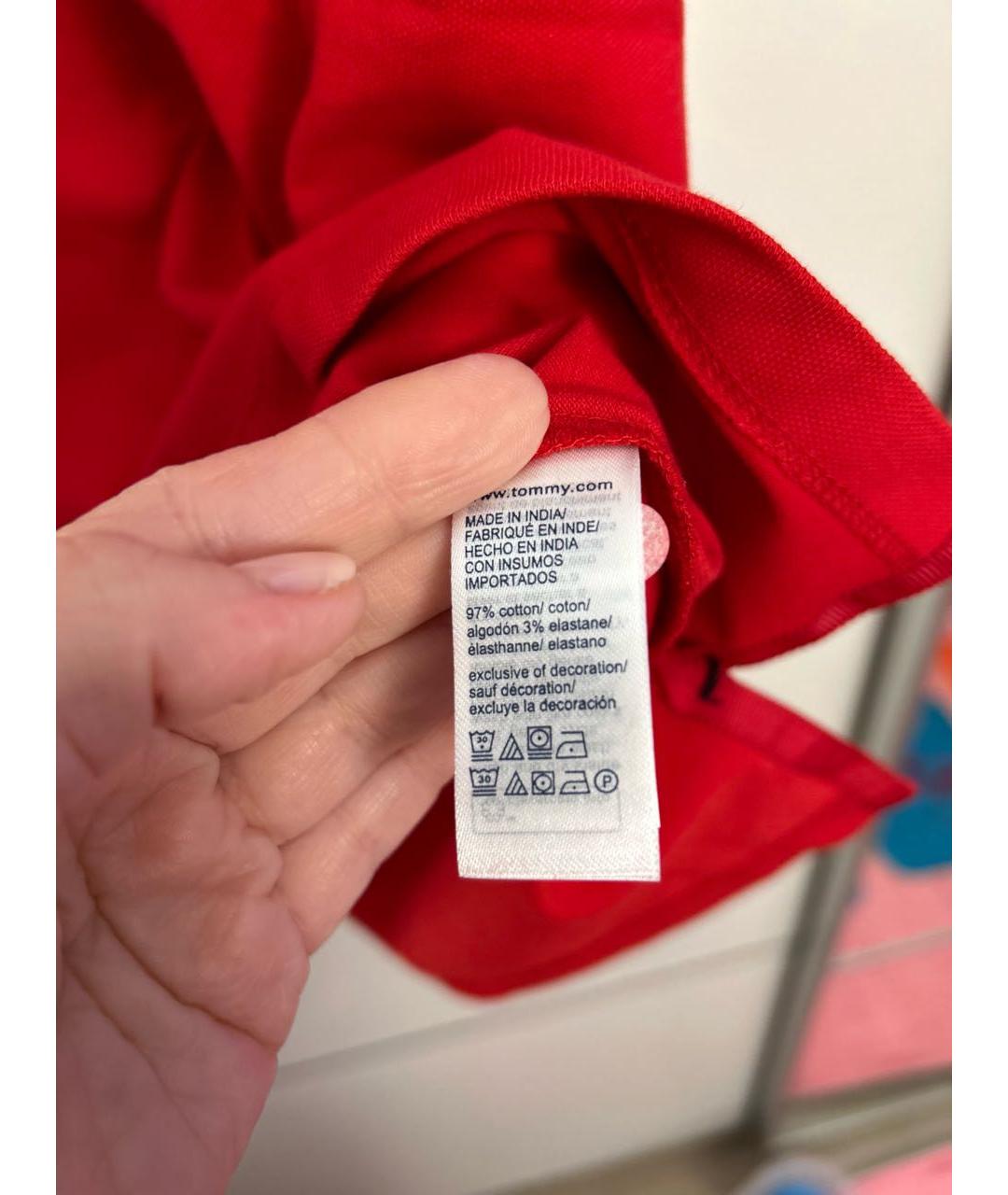 TOMMY HILFIGER Красное хлопковое повседневное платье, фото 4