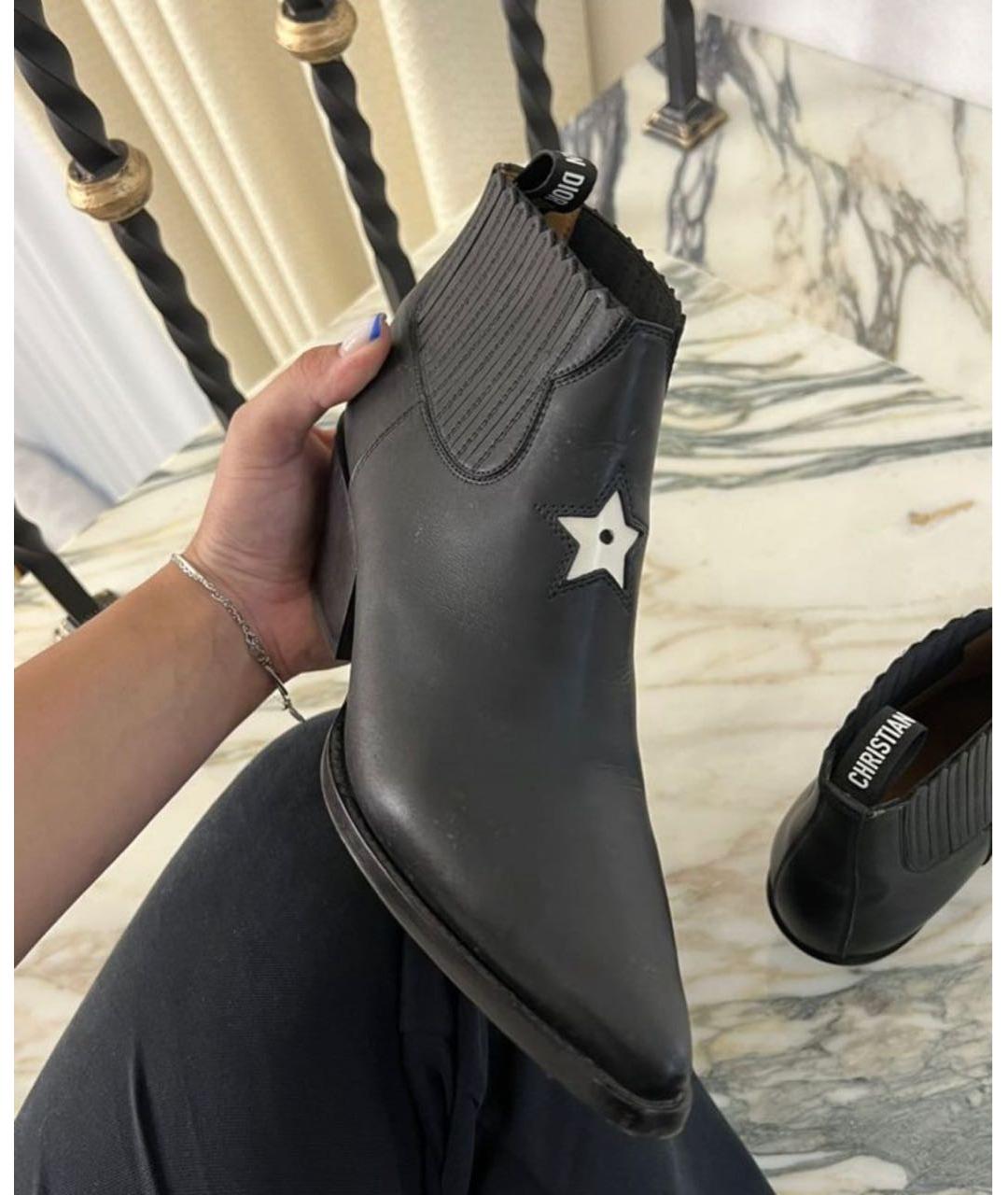 CHRISTIAN DIOR Черные кожаные полусапоги, фото 5