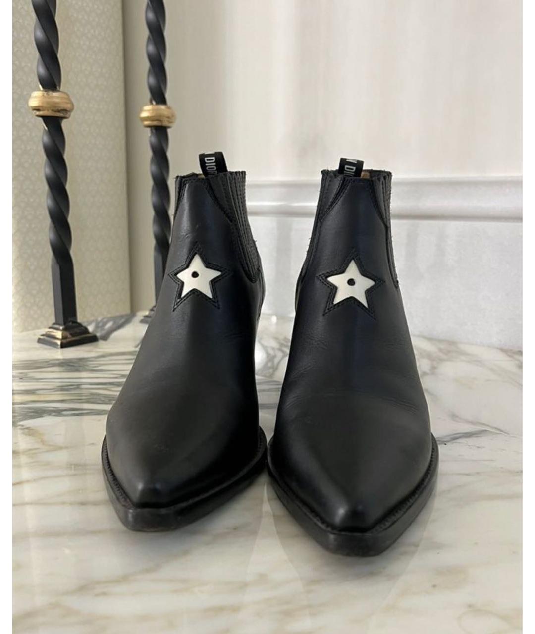 CHRISTIAN DIOR Черные кожаные полусапоги, фото 4