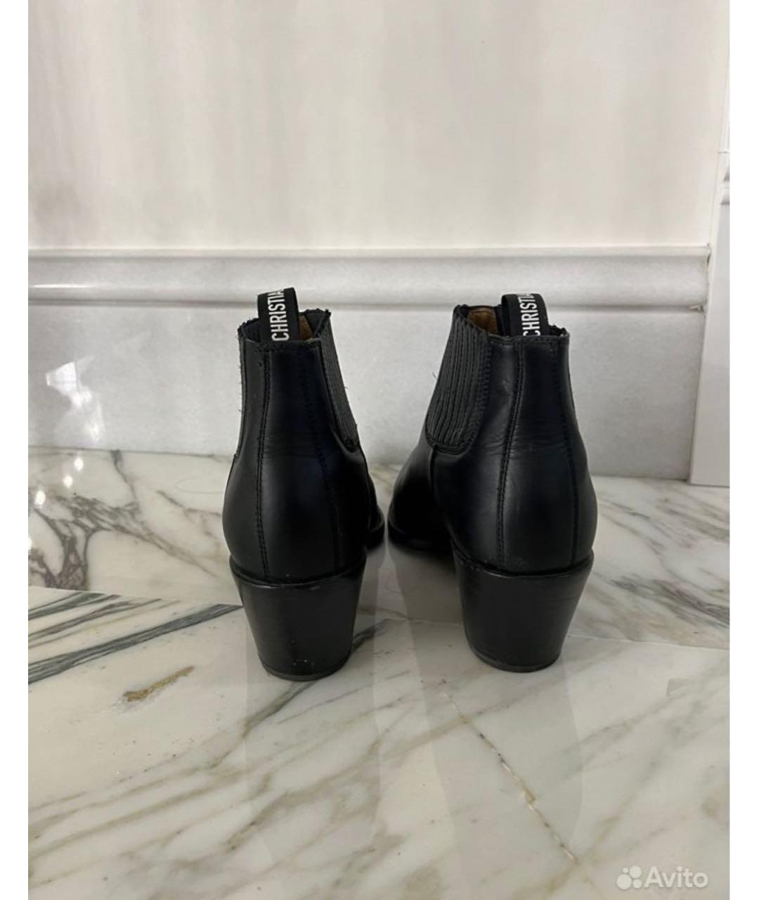 CHRISTIAN DIOR Черные кожаные полусапоги, фото 6