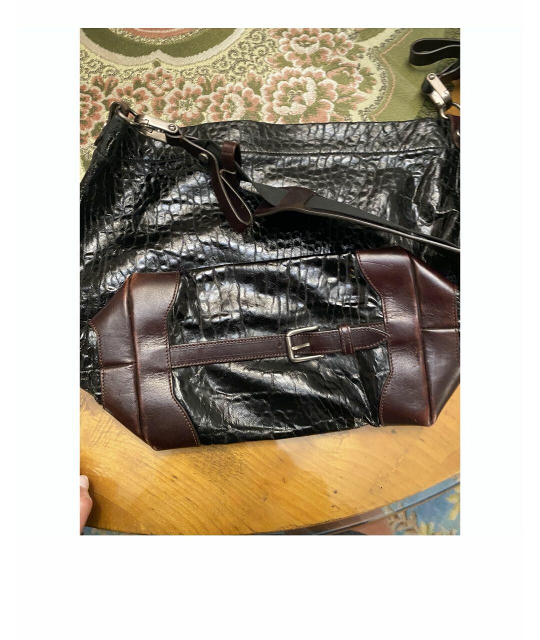 MARNI Черная сумка тоут из экзотической кожи, фото 3