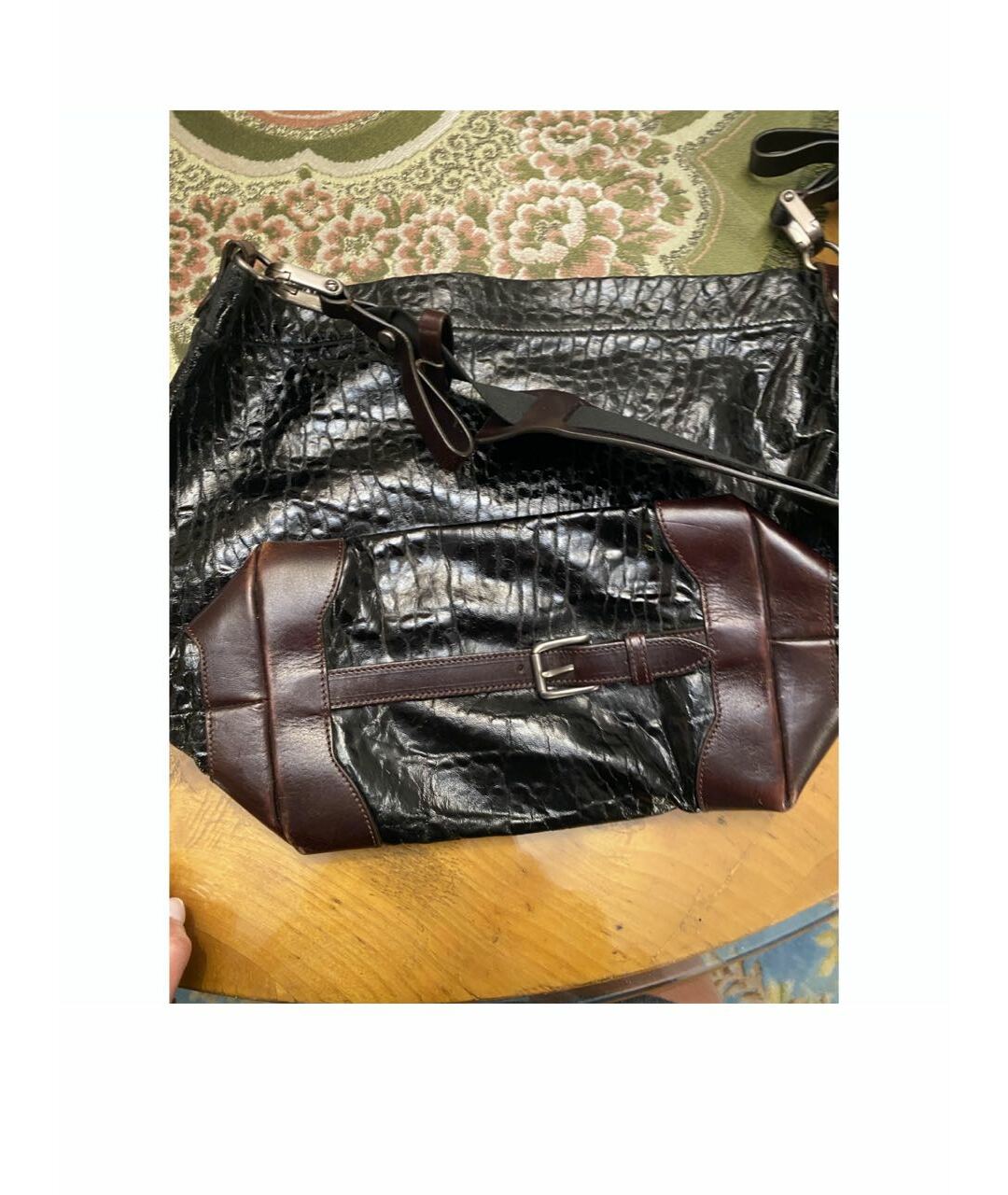 MARNI Черная сумка тоут из экзотической кожи, фото 2