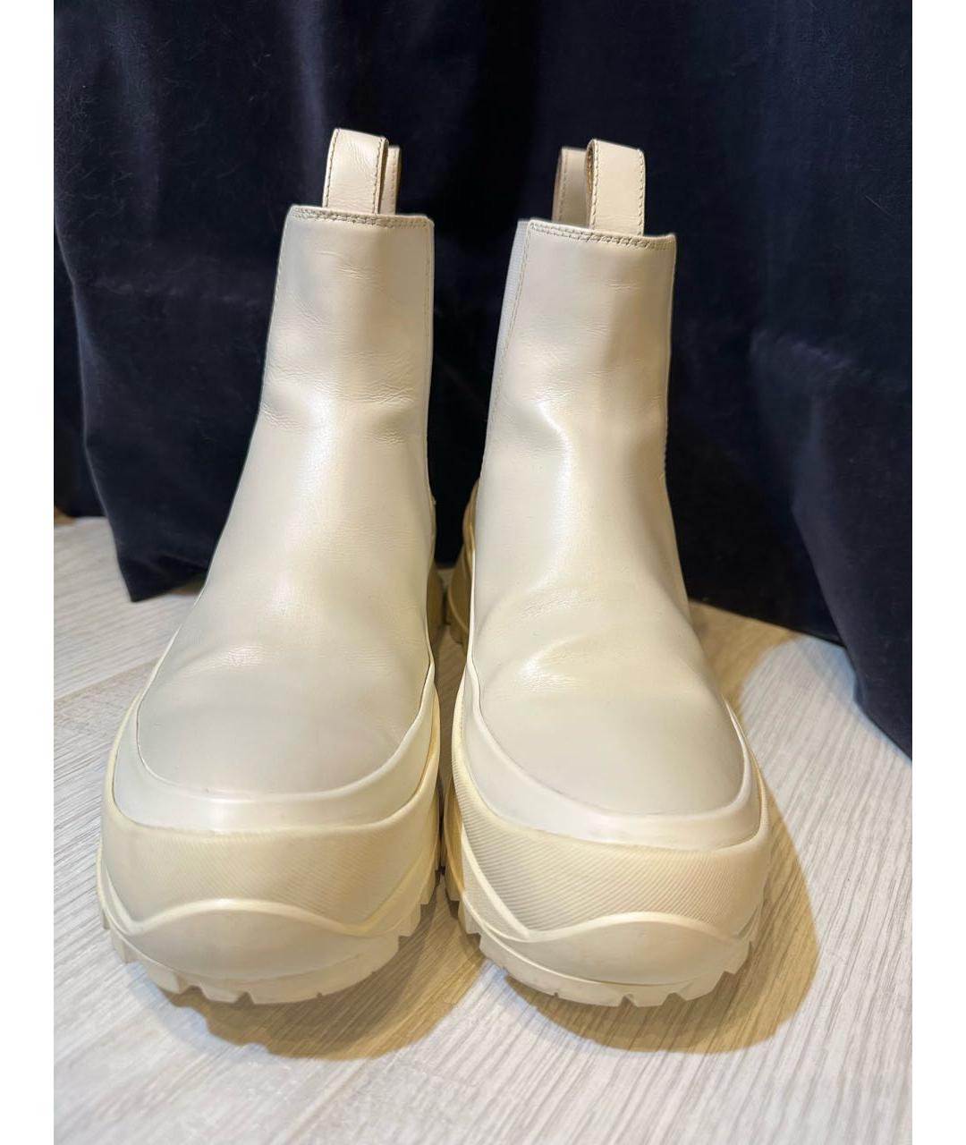 JIL SANDER Белые кожаные ботинки, фото 4