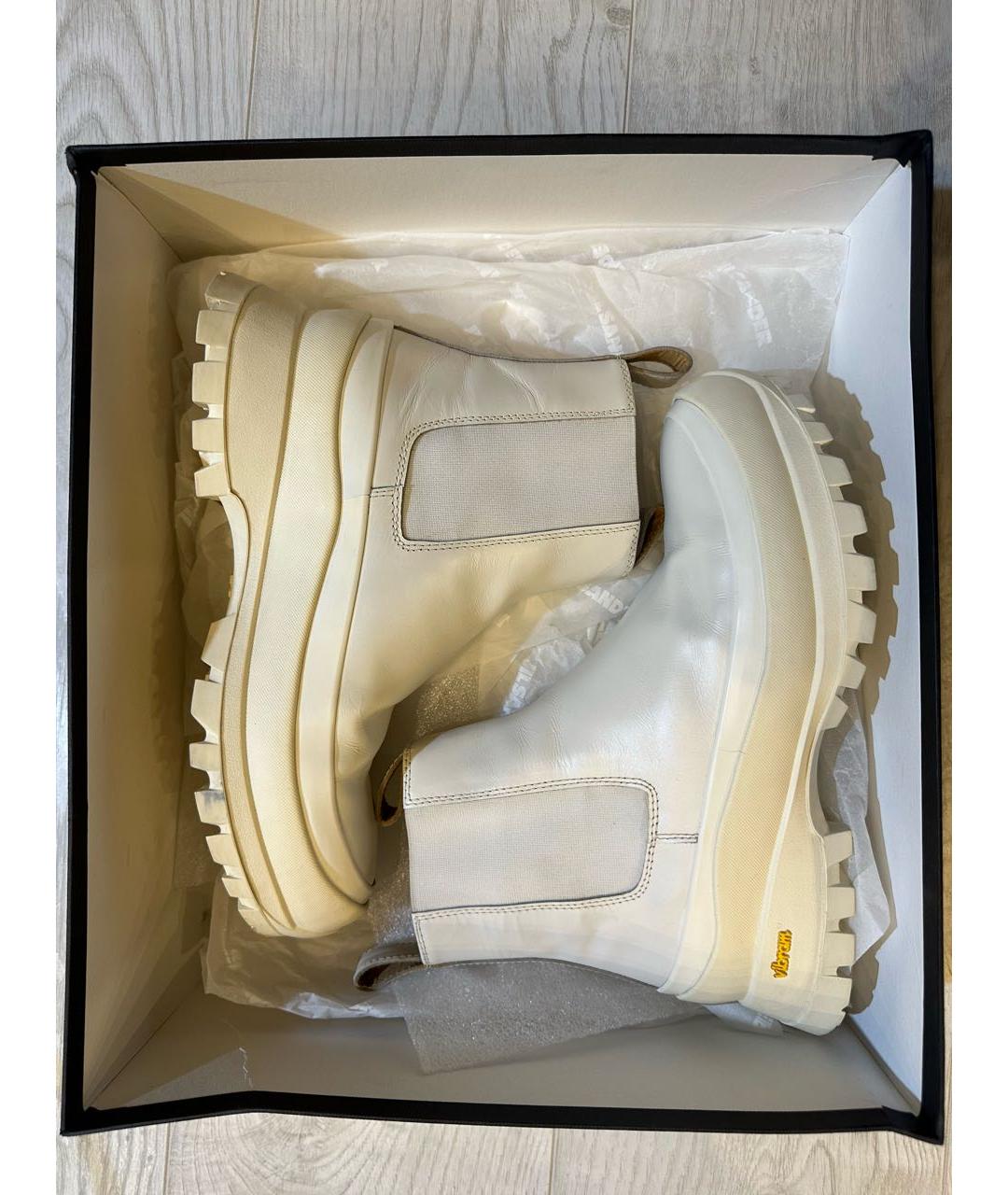 JIL SANDER Белые кожаные ботинки, фото 5
