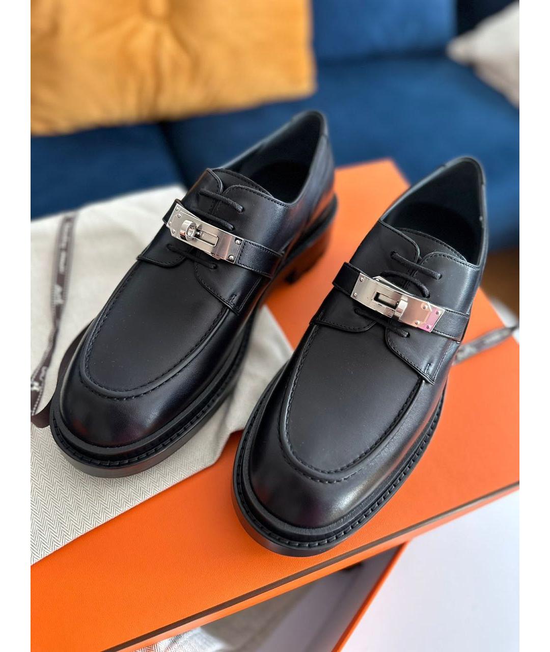HERMES PRE-OWNED Черные кожаные низкие ботинки, фото 2