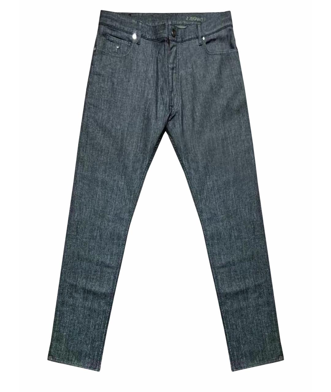 ZZEGNA Серые хлопко-полиэстеровые прямые джинсы, фото 1