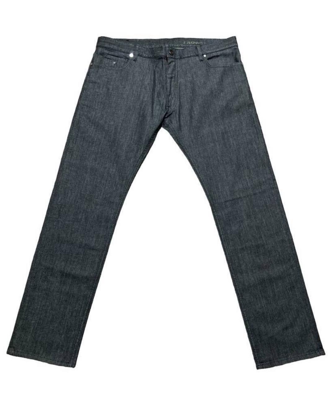 ZZEGNA Серые хлопко-полиэстеровые прямые джинсы, фото 10