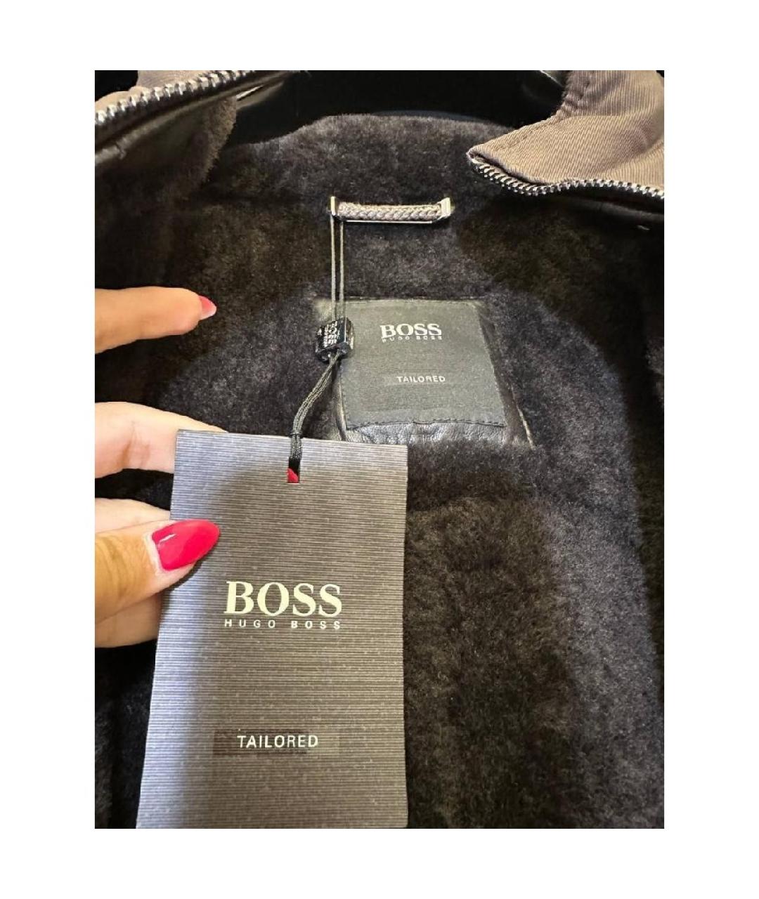HUGO BOSS Черная кожаная куртка, фото 8