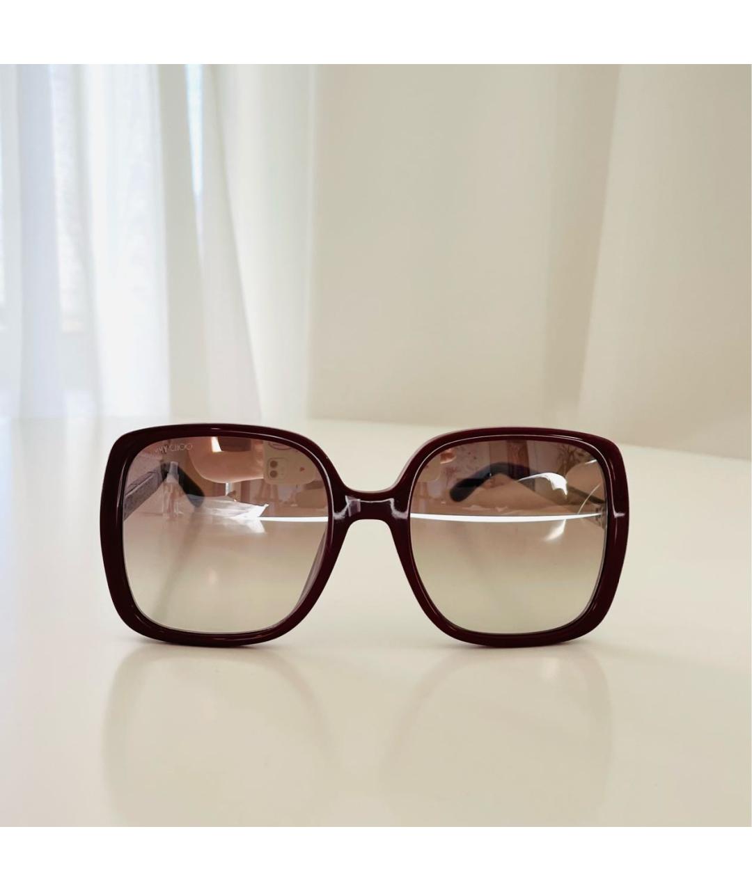 JIMMY CHOO Бордовые пластиковые солнцезащитные очки, фото 8