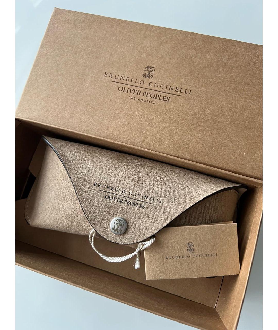 BRUNELLO CUCINELLI Коричневые пластиковые солнцезащитные очки, фото 4