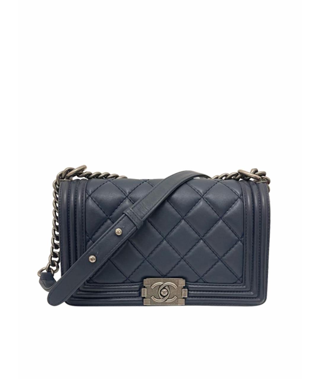 CHANEL Темно-синяя кожаная сумка через плечо, фото 1