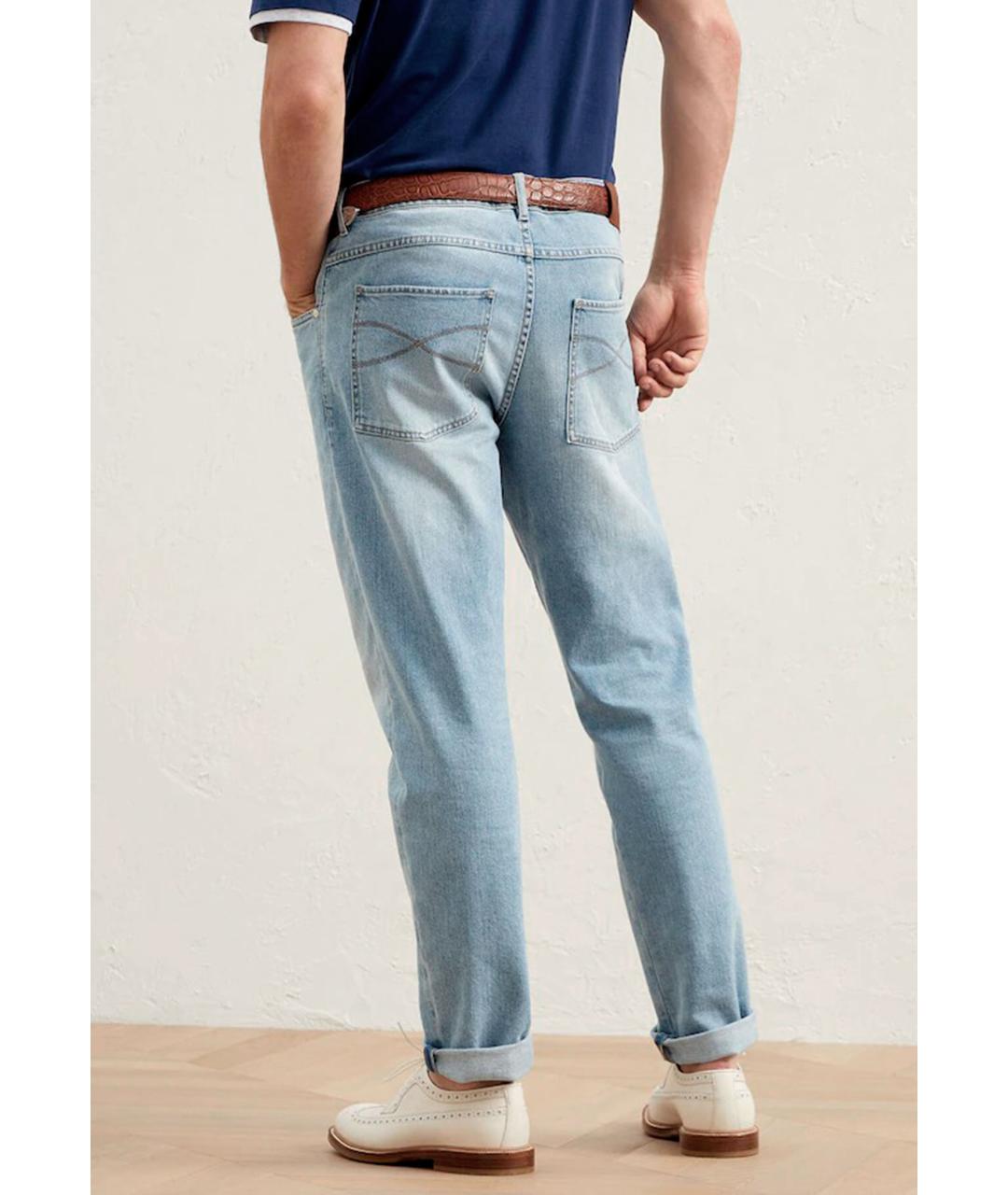 BRUNELLO CUCINELLI Голубые прямые джинсы, фото 3
