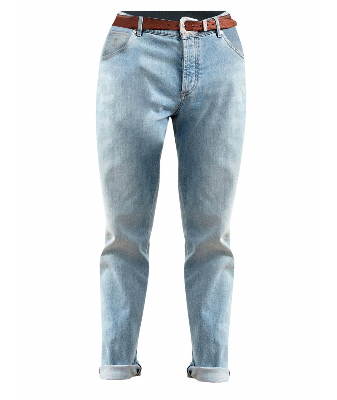 BRUNELLO CUCINELLI Голубые прямые джинсы, фото 1
