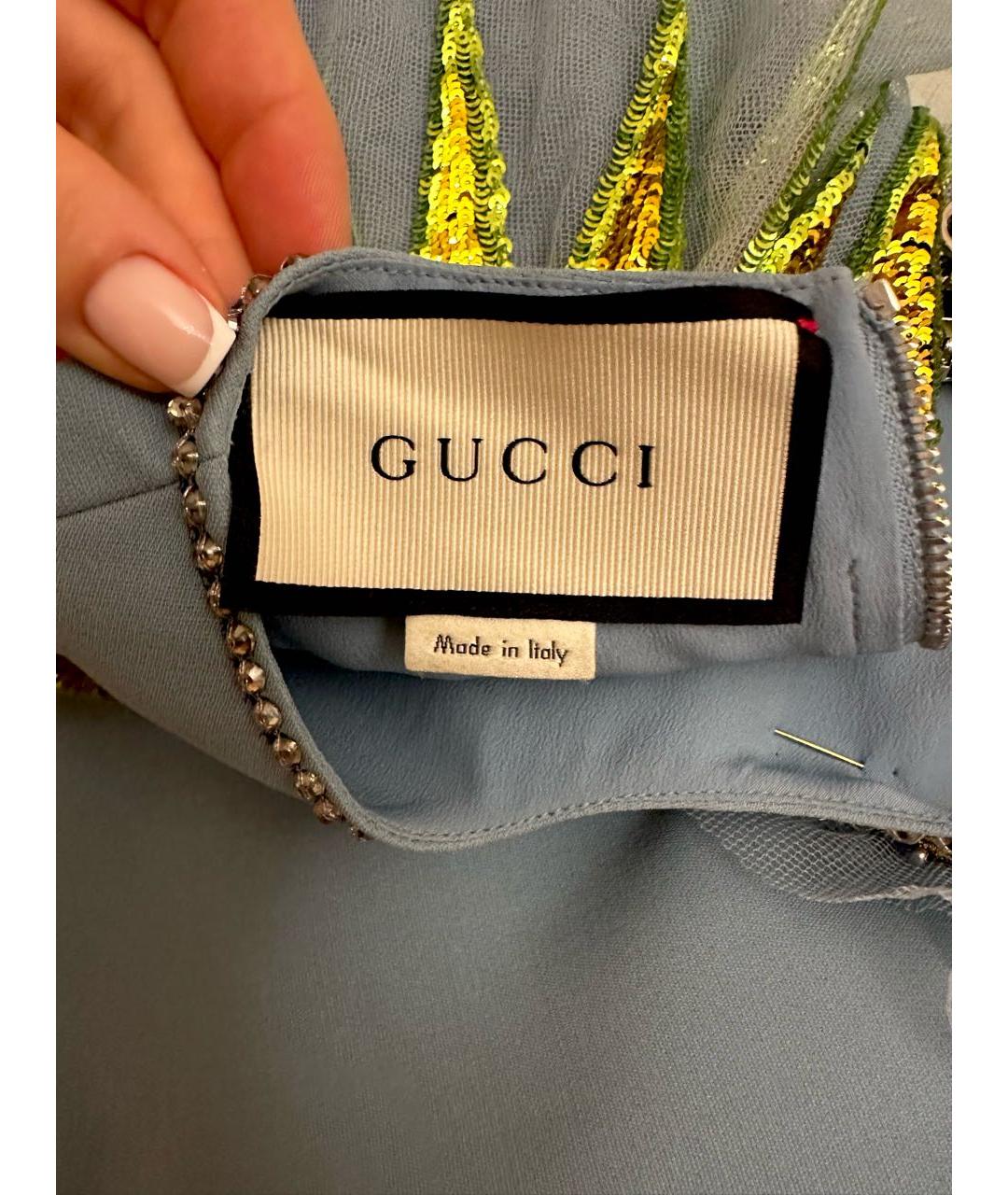 GUCCI Голубое коктейльное платье, фото 3