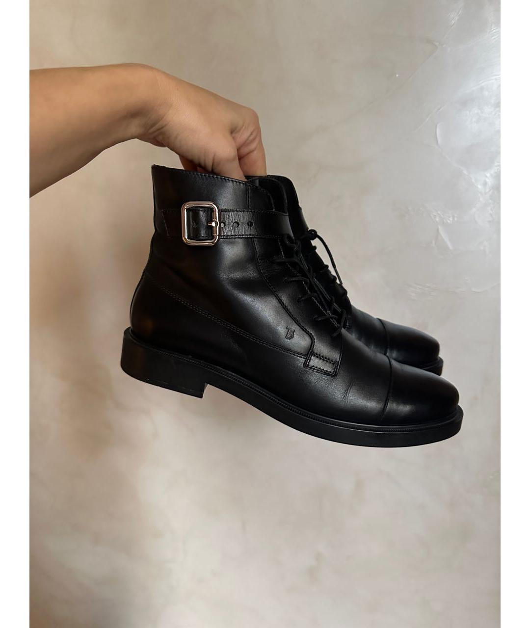 TOD'S Черные кожаные ботинки, фото 3