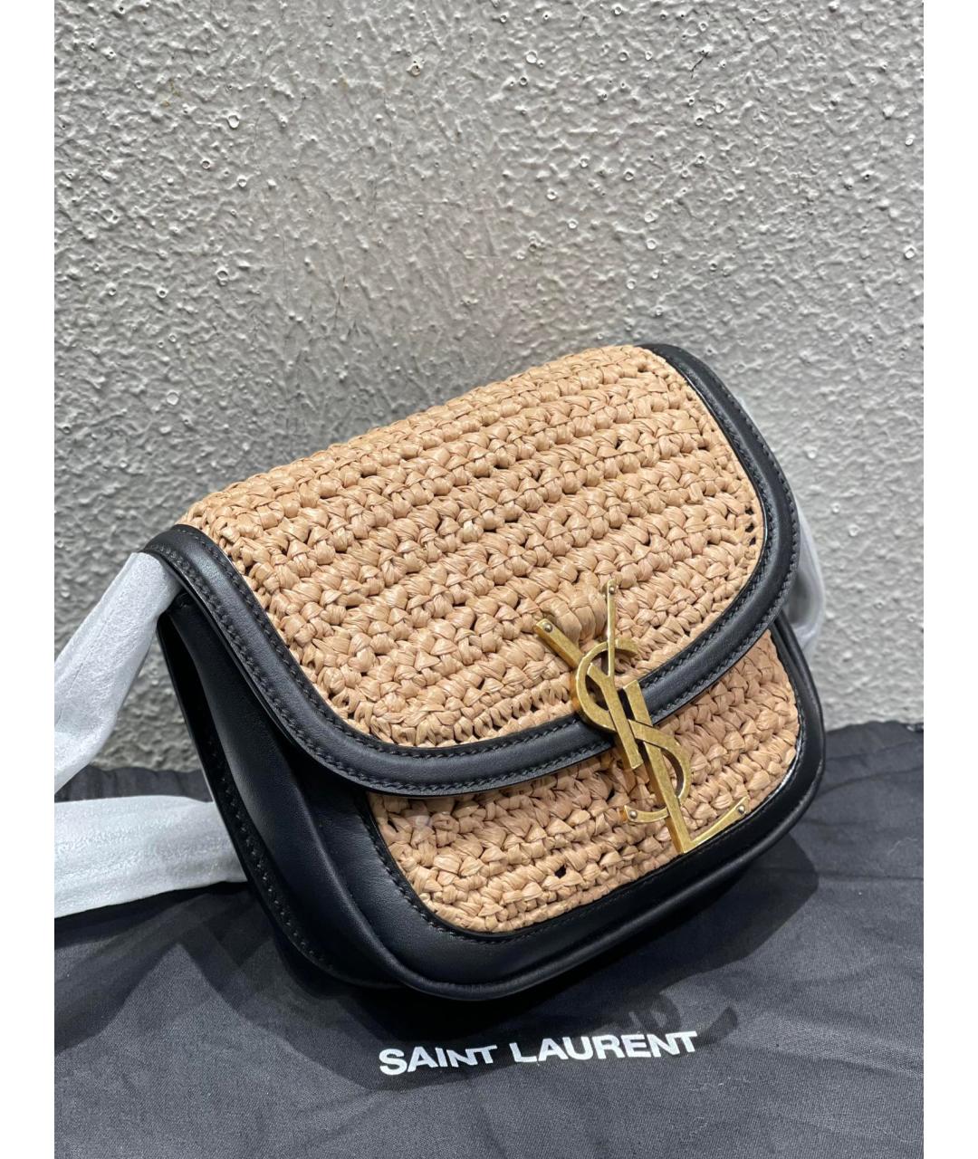 SAINT LAURENT Бежевая пелетеная сумка через плечо, фото 7