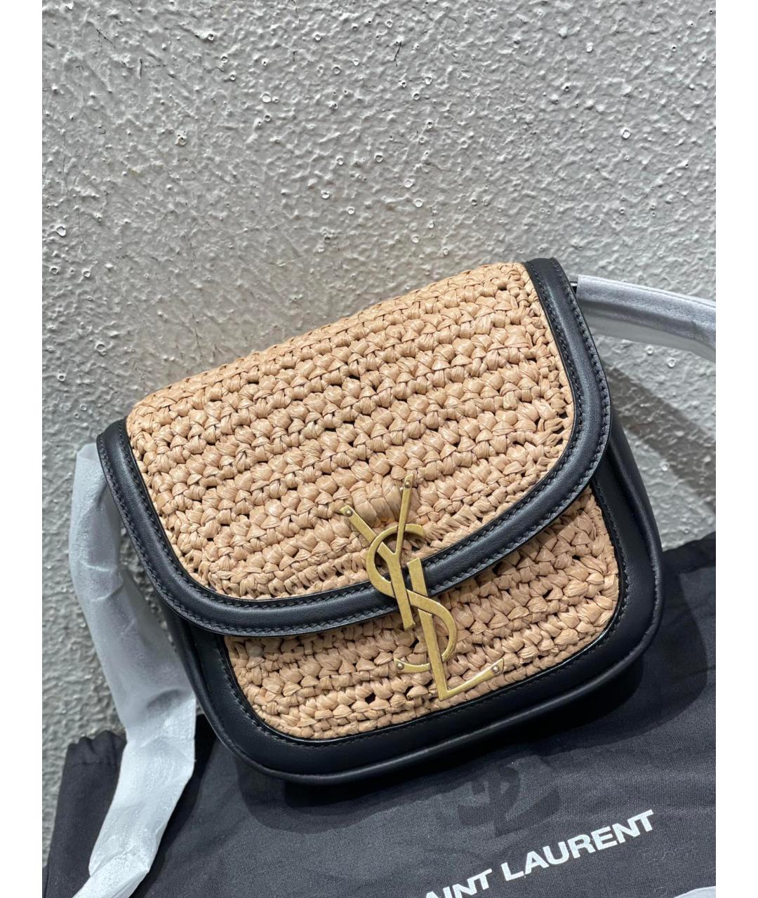 SAINT LAURENT Бежевая пелетеная сумка через плечо, фото 3