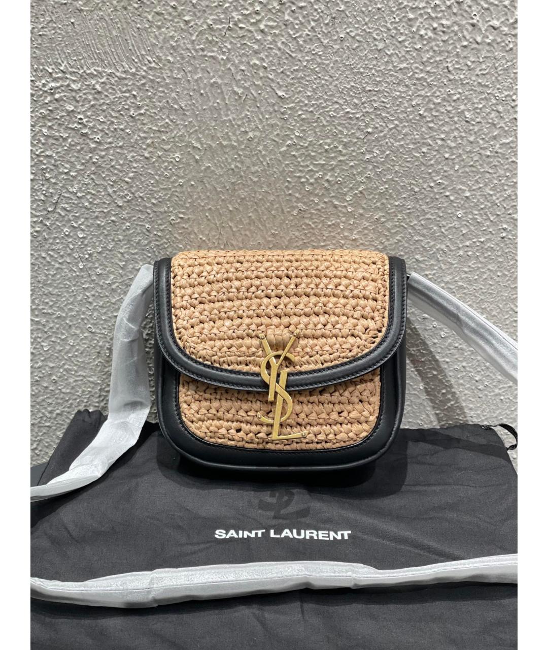 SAINT LAURENT Бежевая пелетеная сумка через плечо, фото 9