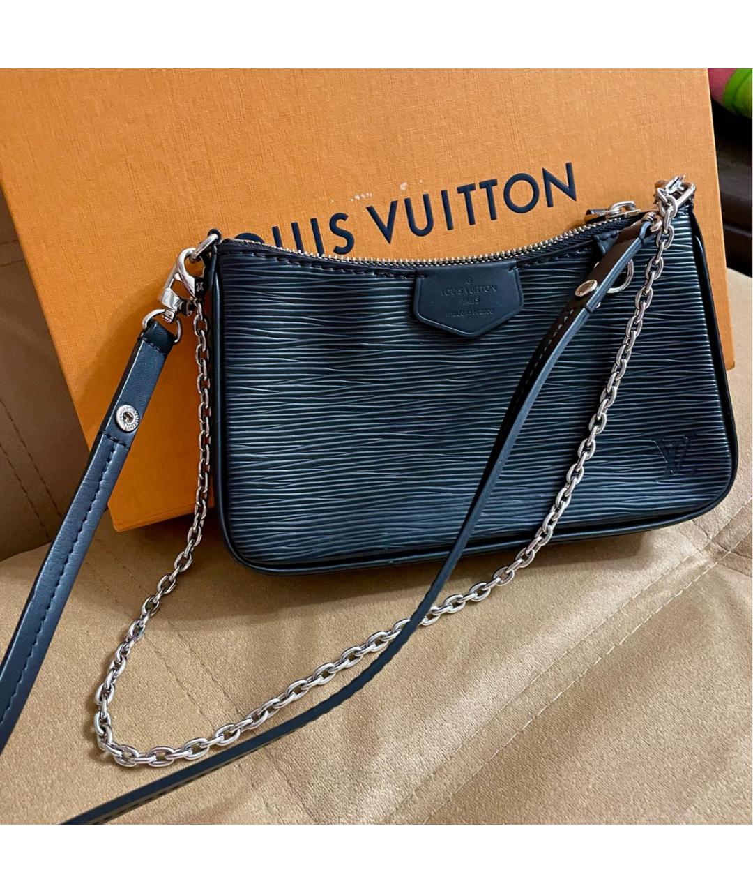 LOUIS VUITTON Черная кожаная сумка через плечо, фото 3