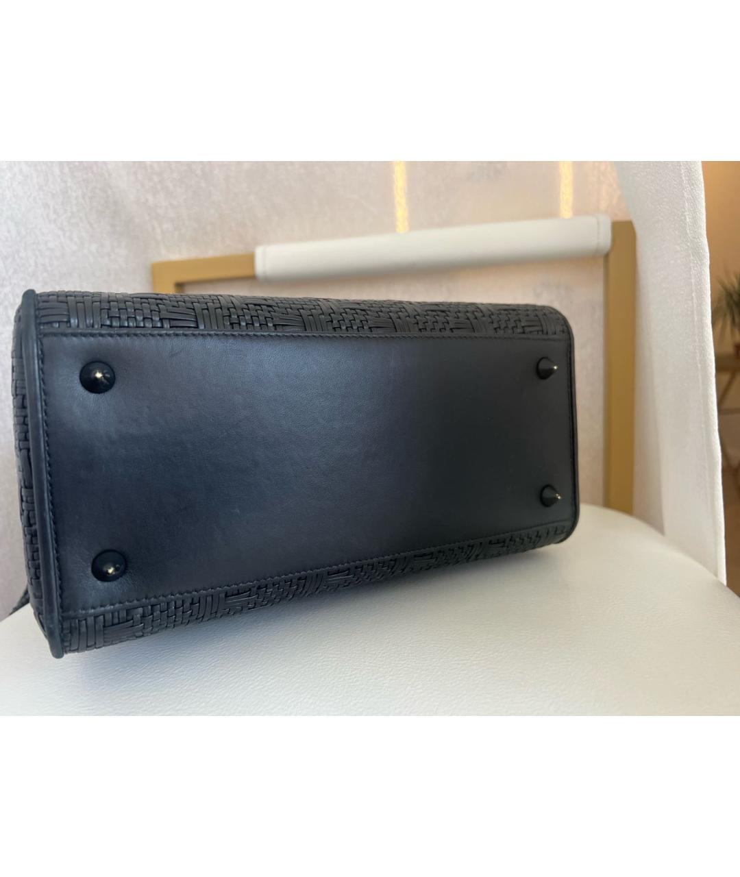 CHRISTIAN DIOR Черная кожаная сумка с короткими ручками, фото 6