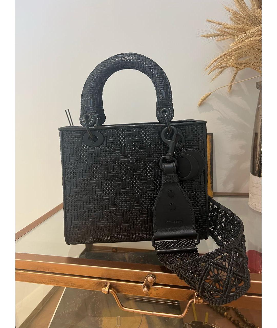 CHRISTIAN DIOR Черная кожаная сумка с короткими ручками, фото 3