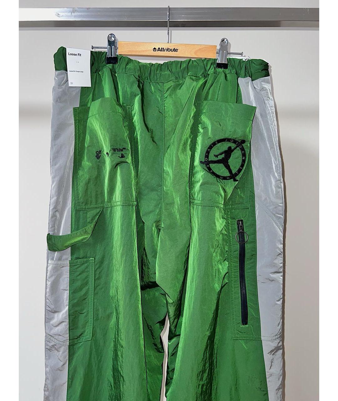 NIKE X OFF-WHITE Зеленые синтетические повседневные брюки, фото 4