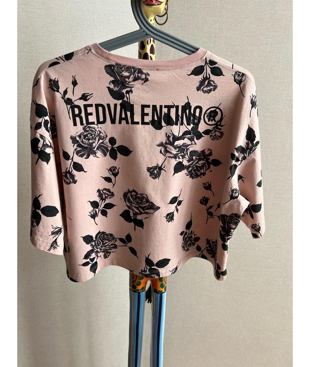 RED VALENTINO Розовая хлопковая футболка, фото 3