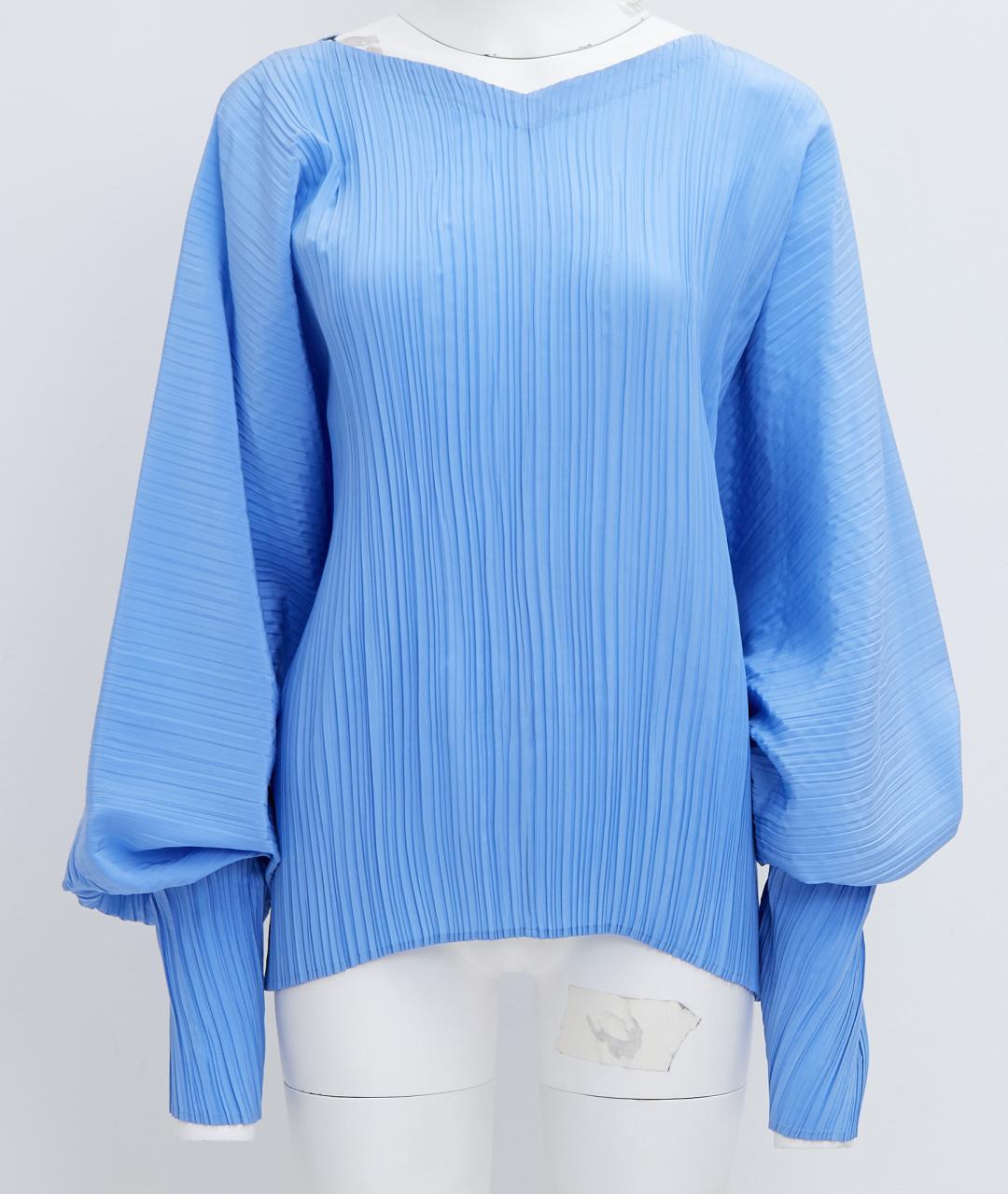 JIL SANDER Голубая шелковая блузы, фото 7