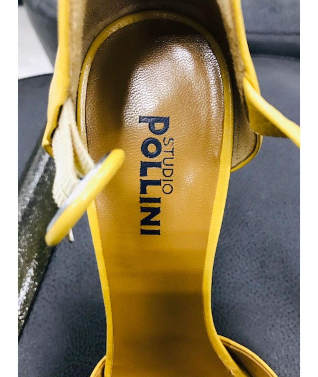 POLLINI Желтые кожаные босоножки, фото 3
