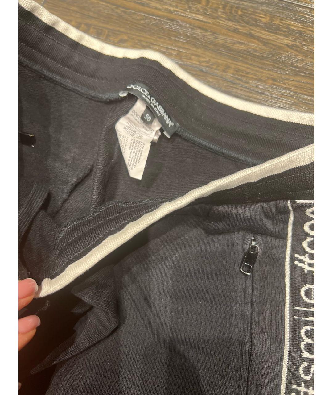 DOLCE&GABBANA Черные хлопковые повседневные брюки, фото 3