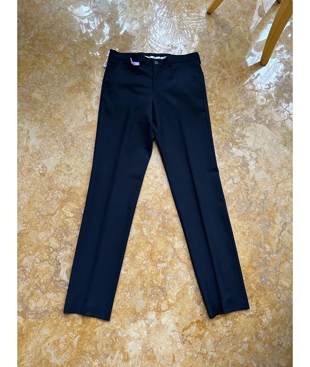 EMPORIO ARMANI Темно-синие ацетатные классические брюки, фото 3