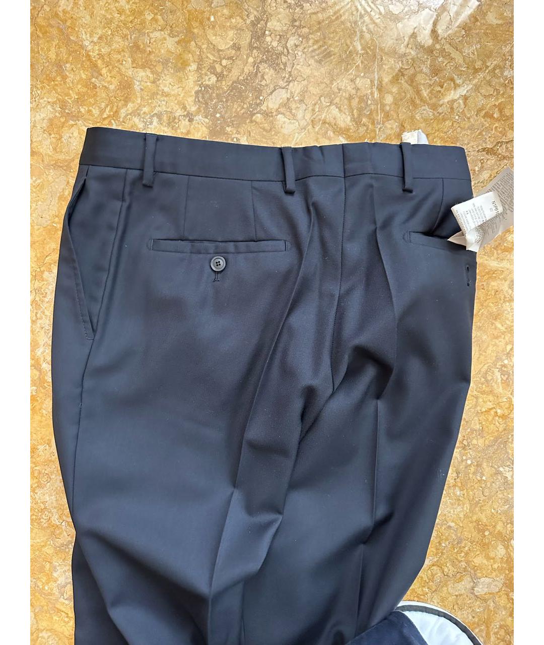 EMPORIO ARMANI Темно-синие ацетатные классические брюки, фото 2