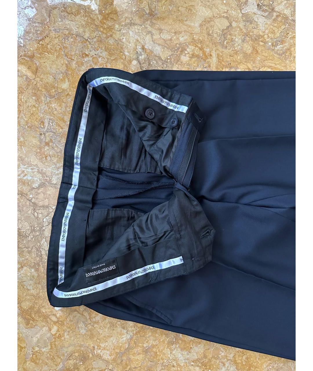 EMPORIO ARMANI Темно-синие ацетатные классические брюки, фото 5