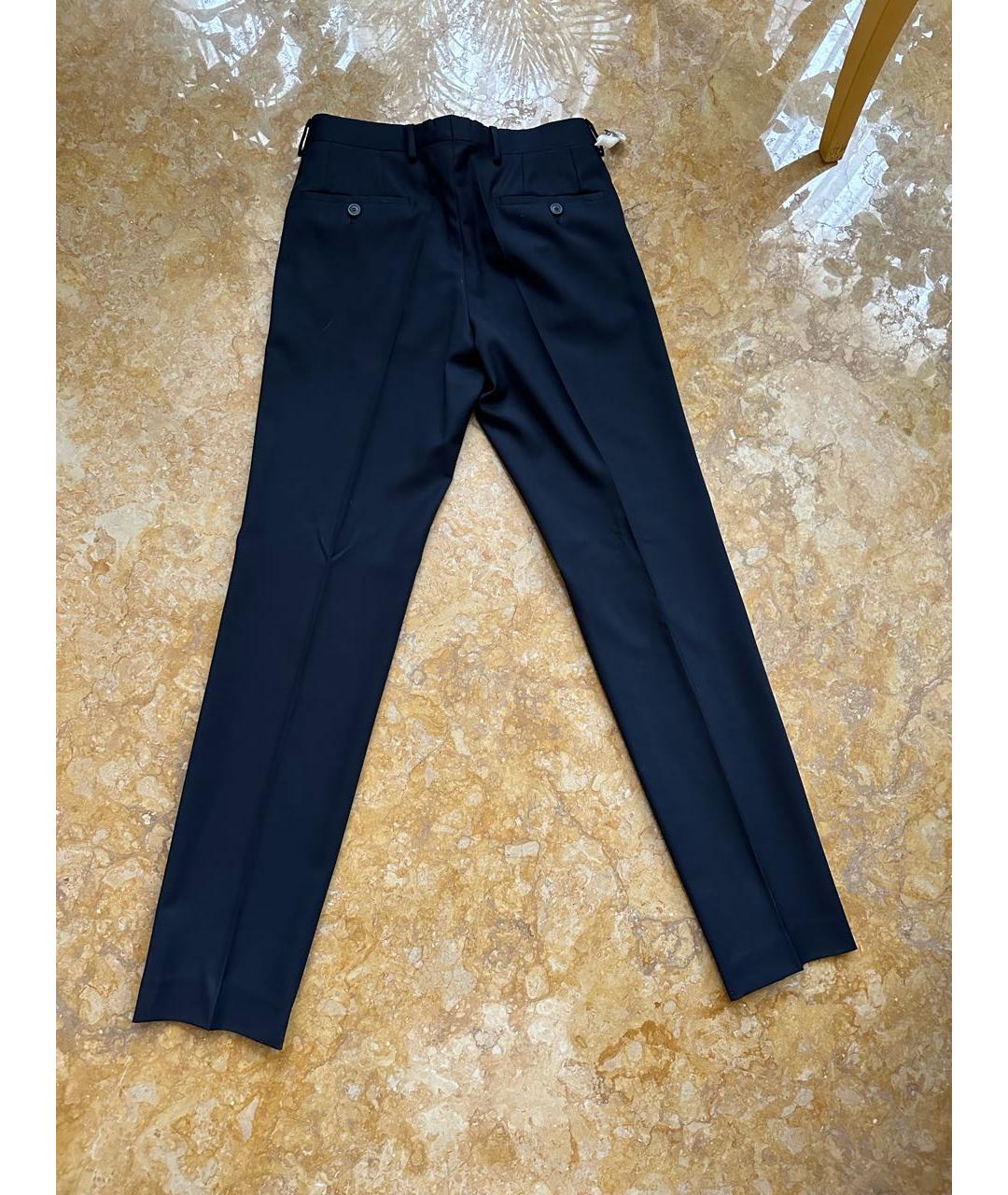 EMPORIO ARMANI Темно-синие ацетатные классические брюки, фото 4