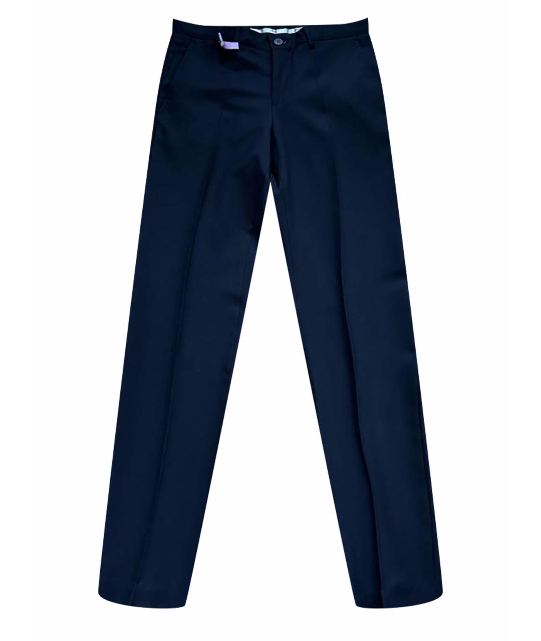 EMPORIO ARMANI Темно-синие ацетатные классические брюки, фото 1