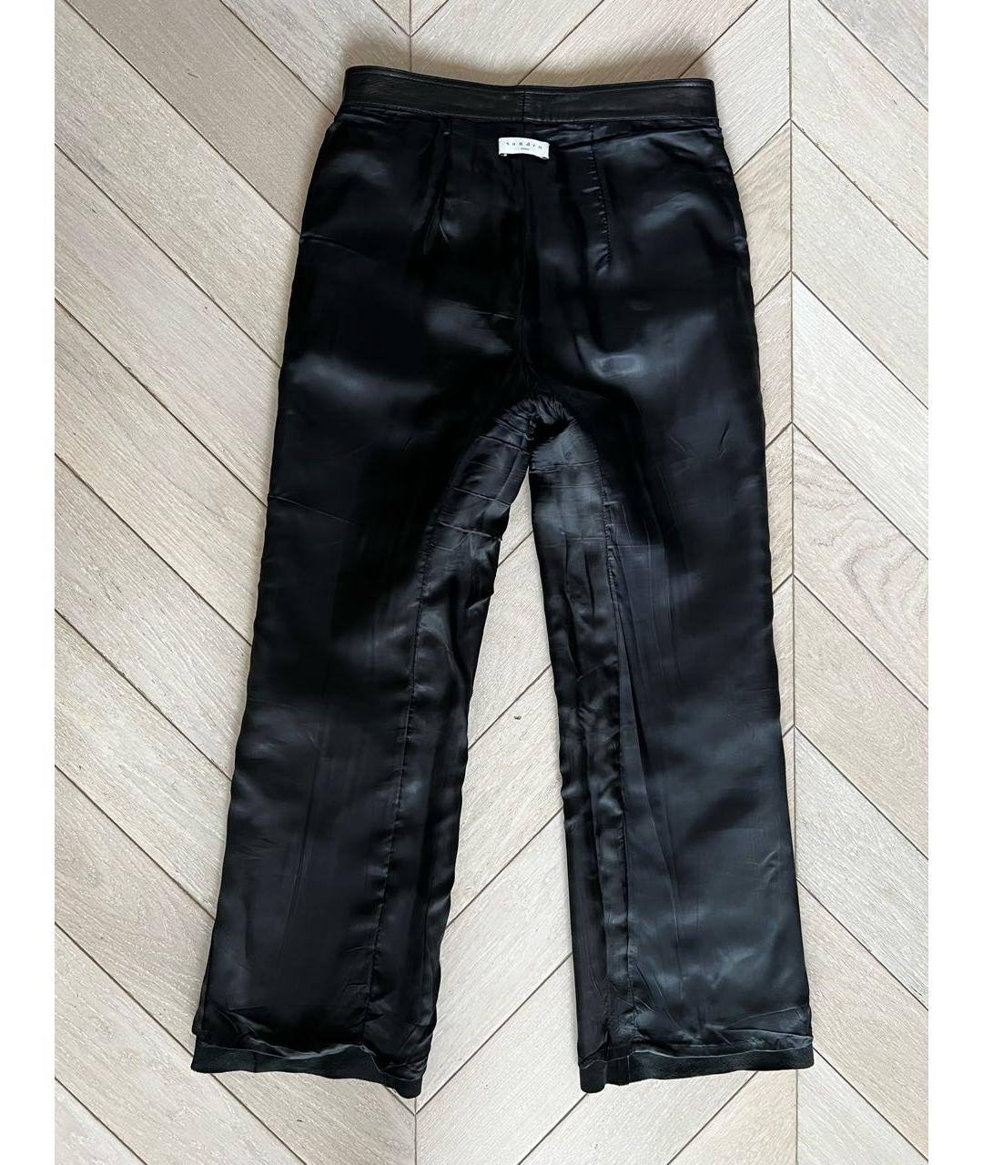 SANDRO Черные кожаные прямые брюки, фото 3